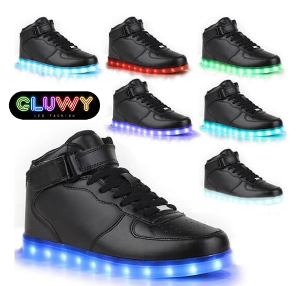 LED brillant bottes noires espadrilles