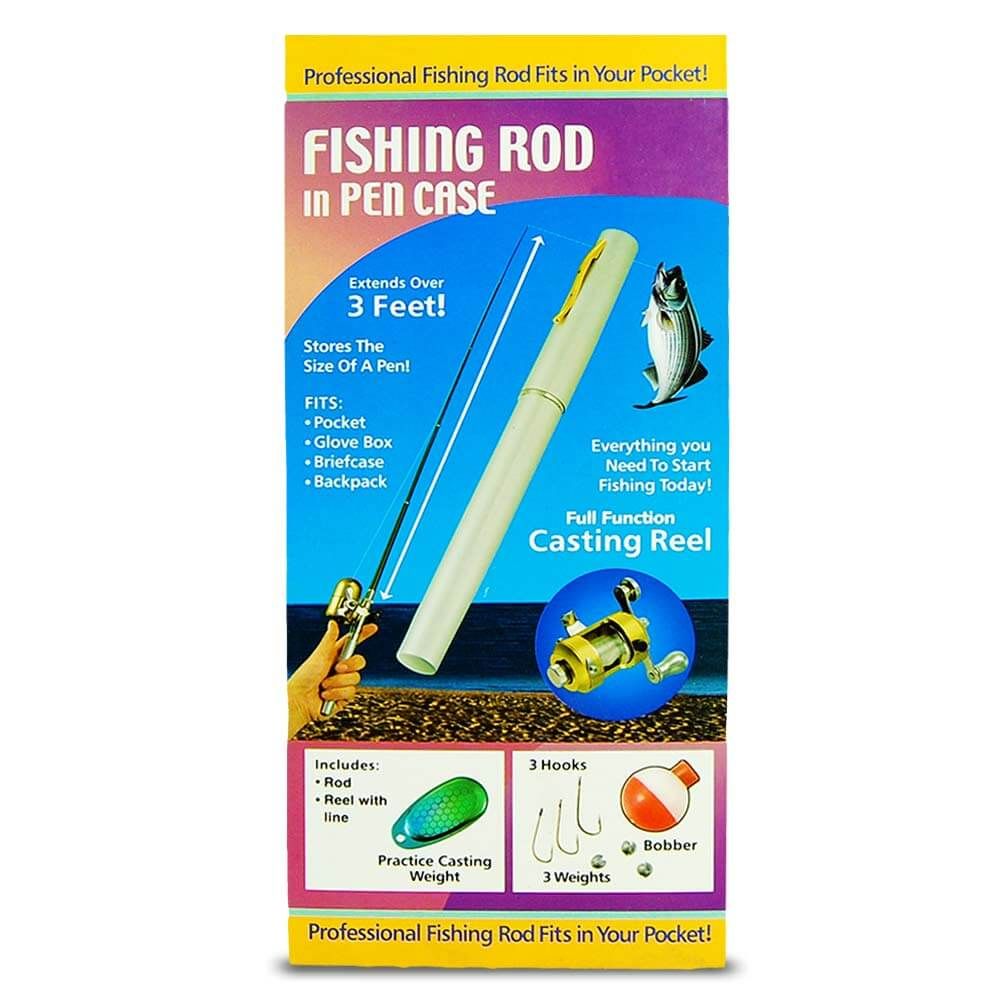 Canne à pêche mini stylo pour pêcher avec un moulinet dans un stylo - télescopique jusqu'à 1 mètre