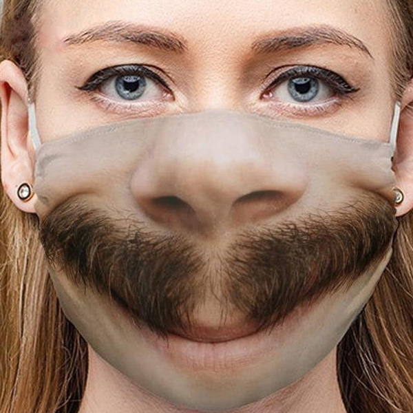 masque drôle sur le visage avec moustache