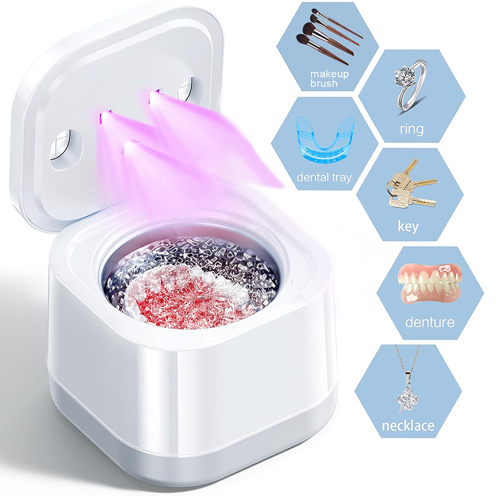 dispositif ultrasonique plus propre pour aligneurs, protège-dents, appareils dentaires, têtes de brosse à dents, bijoux
