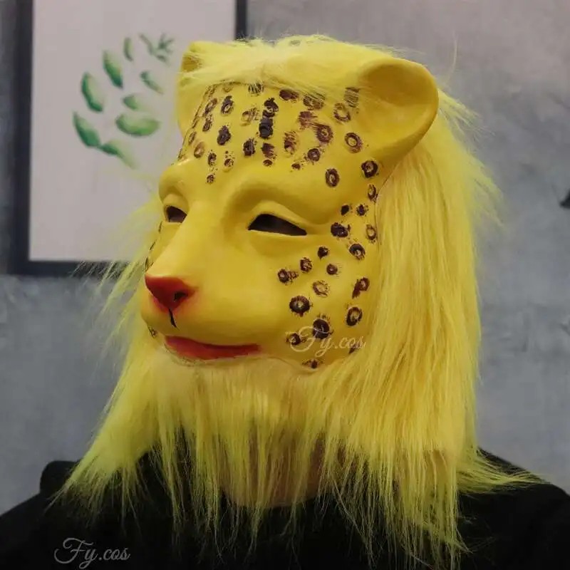 masque en latex de silicone visage léopard pour la tête