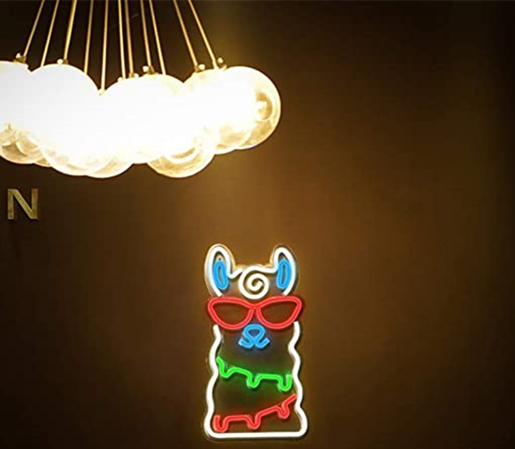 logo mural néon lama lumineux