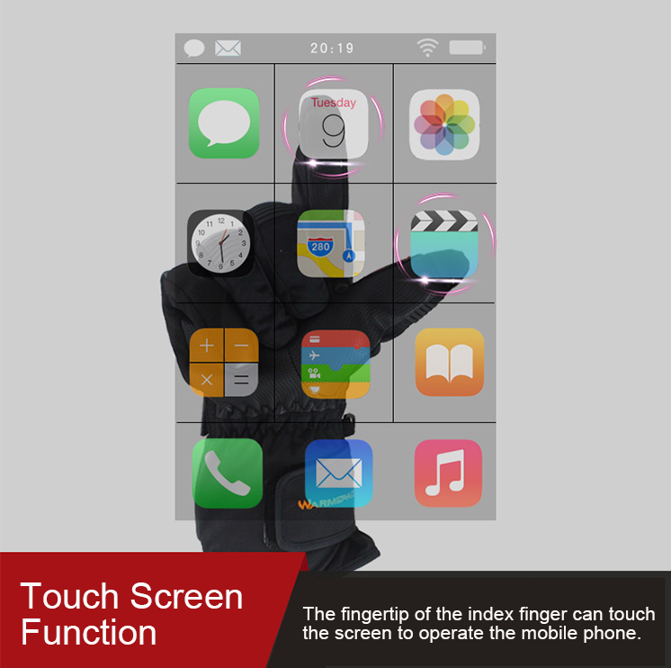gants d'hiver avec surface de doigt à écran tactile pour smartphones