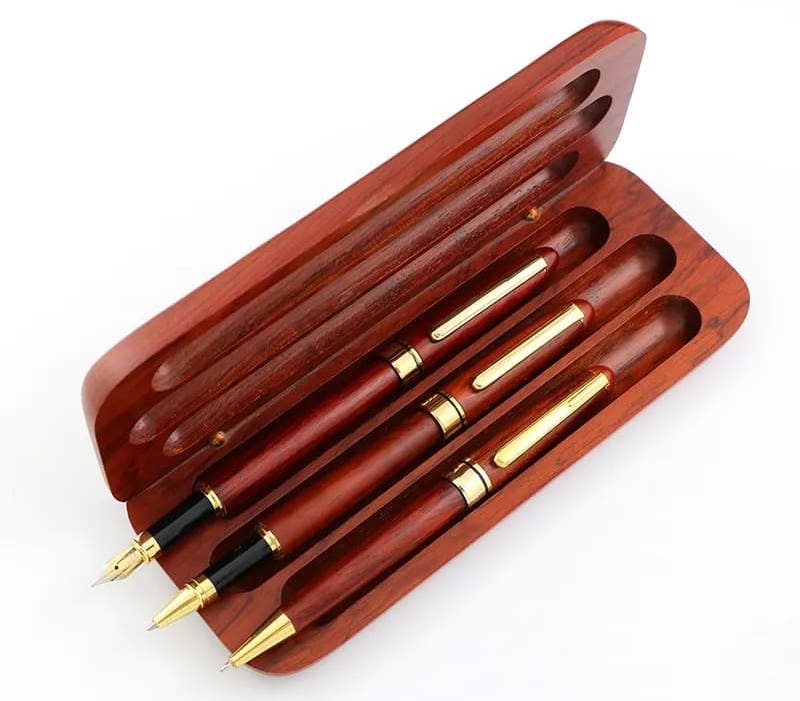 ensemble de stylos cadeaux avec boîte à stylos en bois