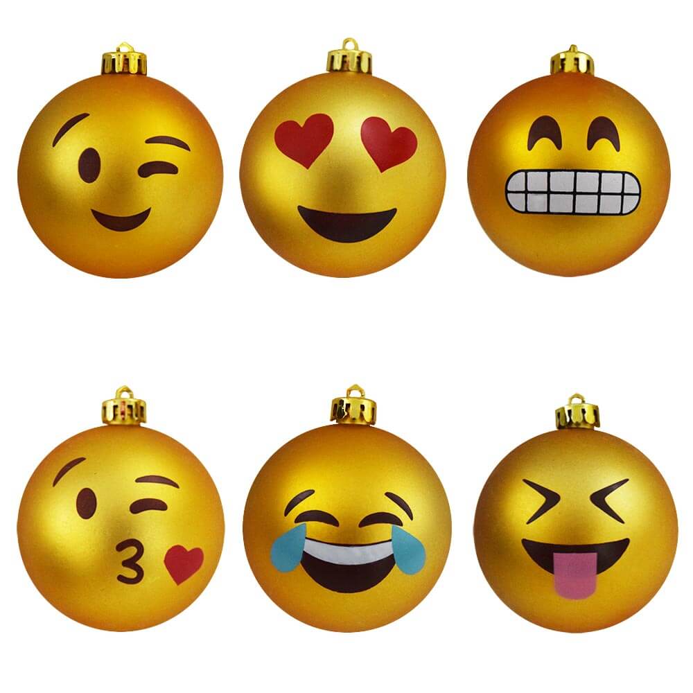 boules de smileys sur les décorations d'émoticônes d'arbre de Noël