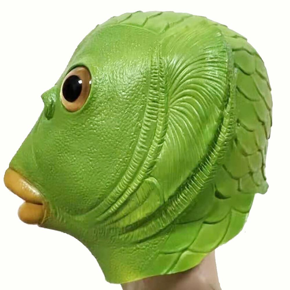 Masque en silicone visage tête de poisson vert