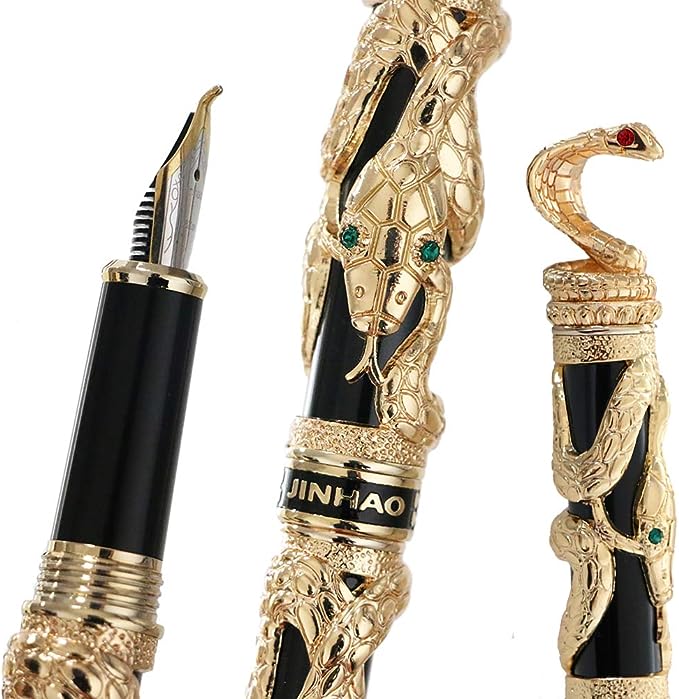 stylo or décoré d'un stylo à encre serpent cobra