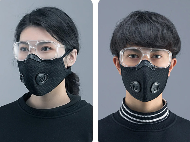 lunettes de protection avec masque contre le virus corona