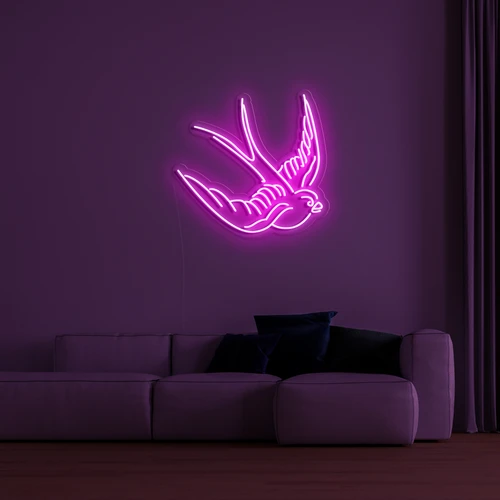 Logo néon LED 3D sur le mur - colombe
