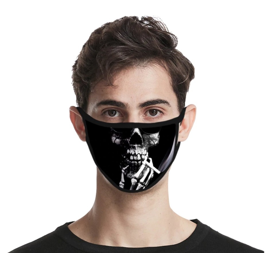 masque de protection noir en forme de crâne en polyester