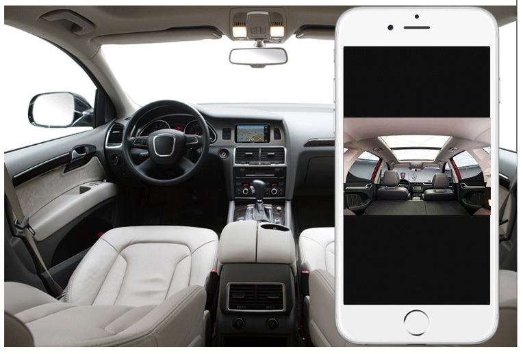Vue en direct de la caméra de voiture profio x7 sur l'application pour smartphone - caméra de tableau de bord