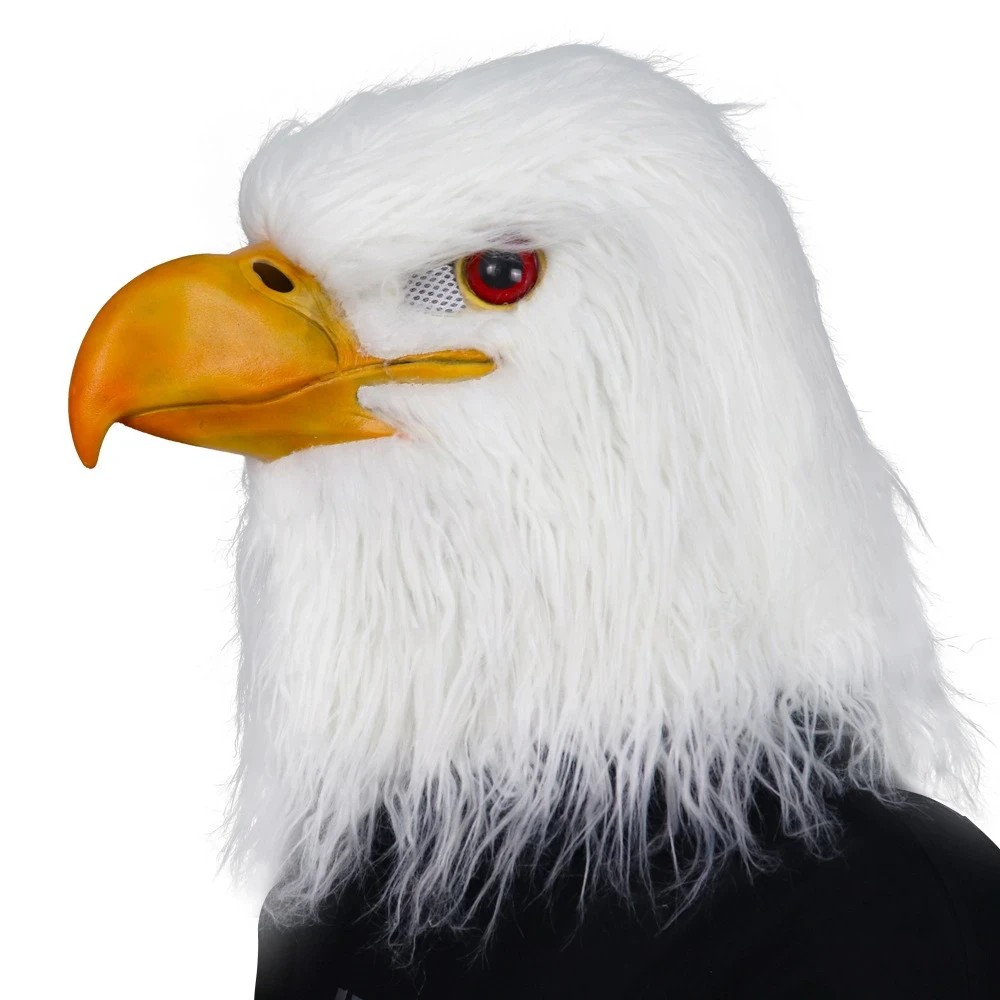 masque en silicone tête d'aigle blanc
