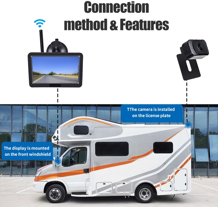 caméra arrière wifi avec moniteur pour camionnettes, camions, voiture
