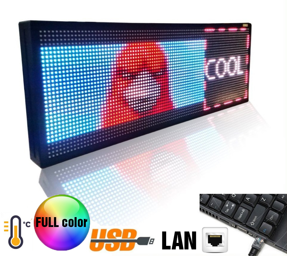 Grand panneau LED avec affichage couleur - 76 cm x 27 cm