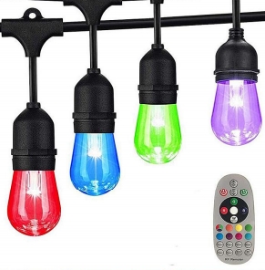 Guirlande lumineuse LED couleur RGBW - ampoule 15x + câble 14m, +