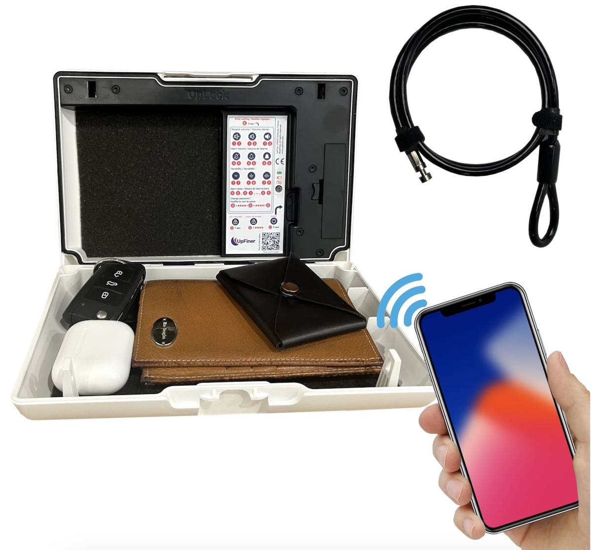 Mini coffre-fort portable intelligent UpLock pour objets de valeur mobiles