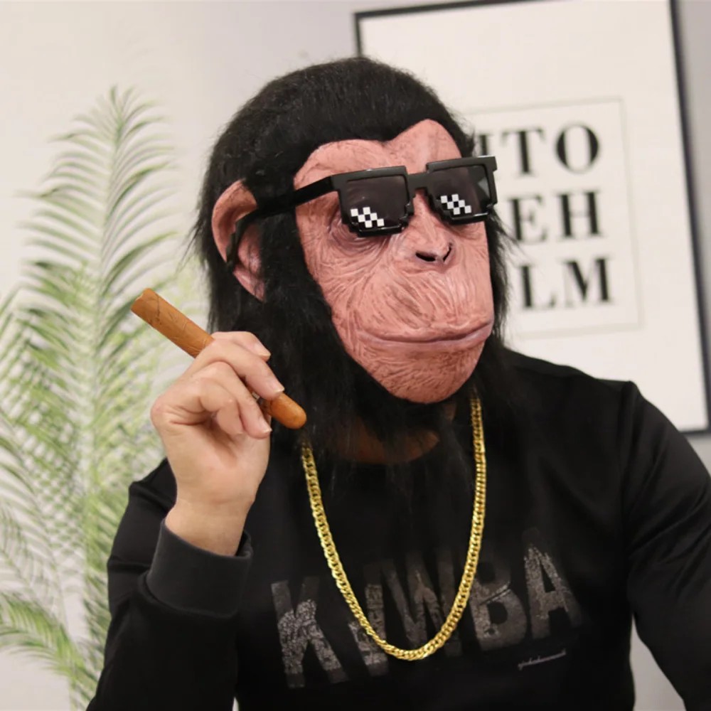 Masque de chimpanzé visage de singe masque en latex de silicone pour la tête