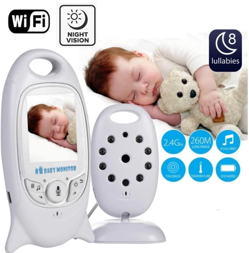Babyphone vidéo & Babycam 2.4 pouces LCD 2.4GHz surveillance sans fil bébé  moniteur, prise en
