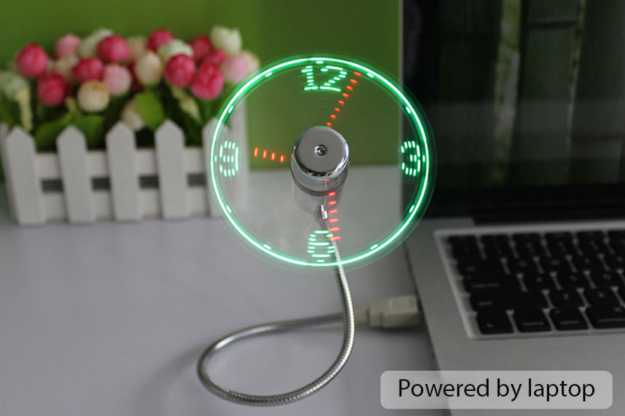 Fan USB avec horloge LED