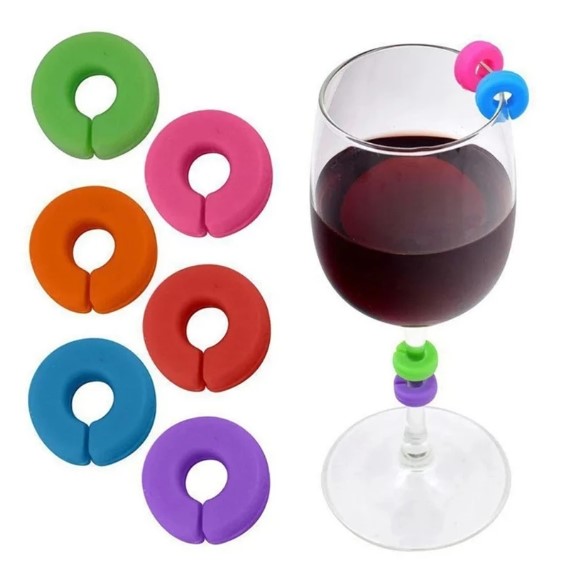 bagues pour verres à vin, étiquettes colorées