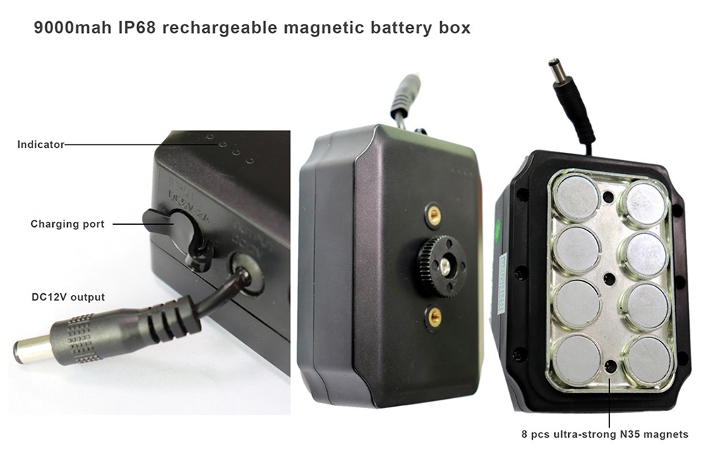 Batterie magnétique 9000 mAh alimentant la caméra arrière