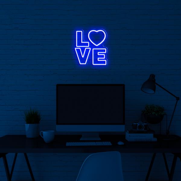 Enseigne néon LED murale - logo 3D LOVE - de dimensions 50 cm