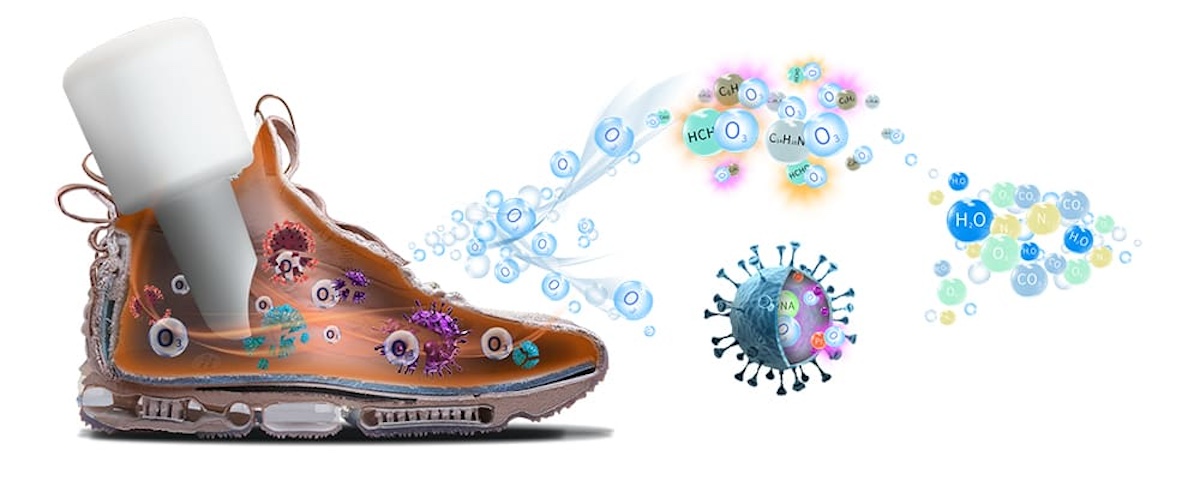 stérilisation des chaussures avec nettoyant pour chaussures à l'ozone
