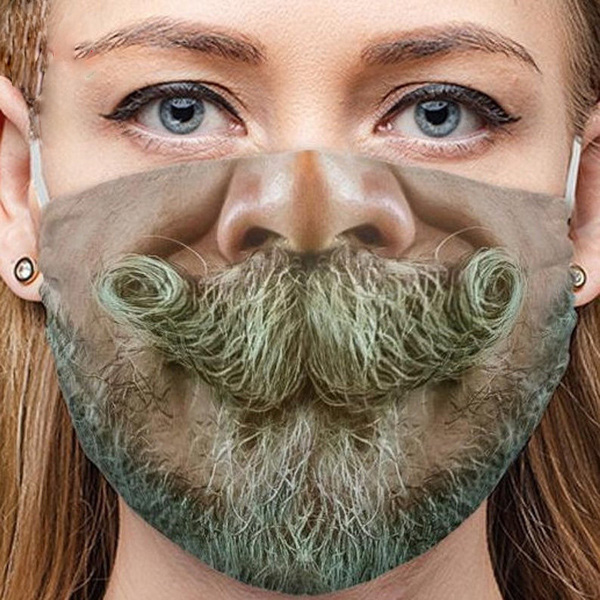Masque 3D imprimé moustache et barbe