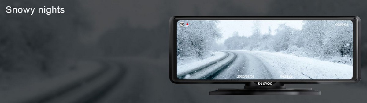 meilleure caméra de voiture duovox v9 - chutes de neige