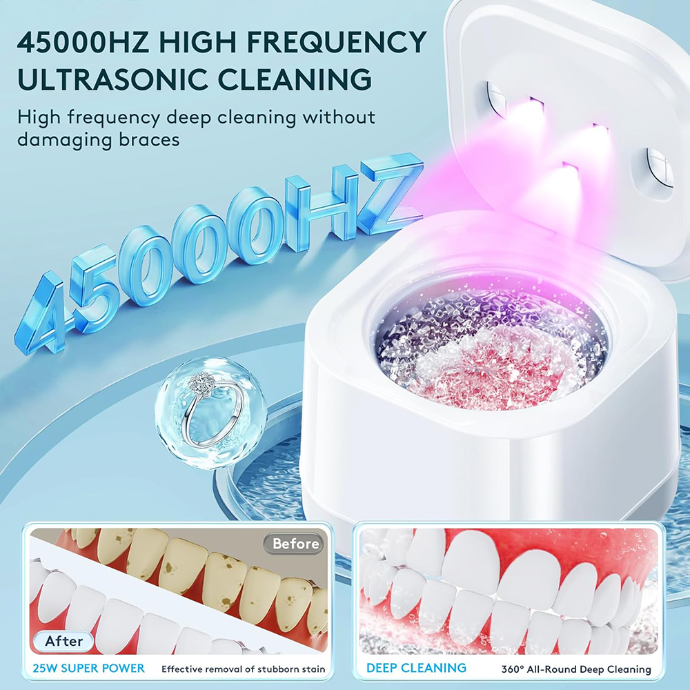 Nettoyant pour prothèses dentaires - nettoyage des brosses, nettoyeur de retenue sonique pour appareils électroménagers