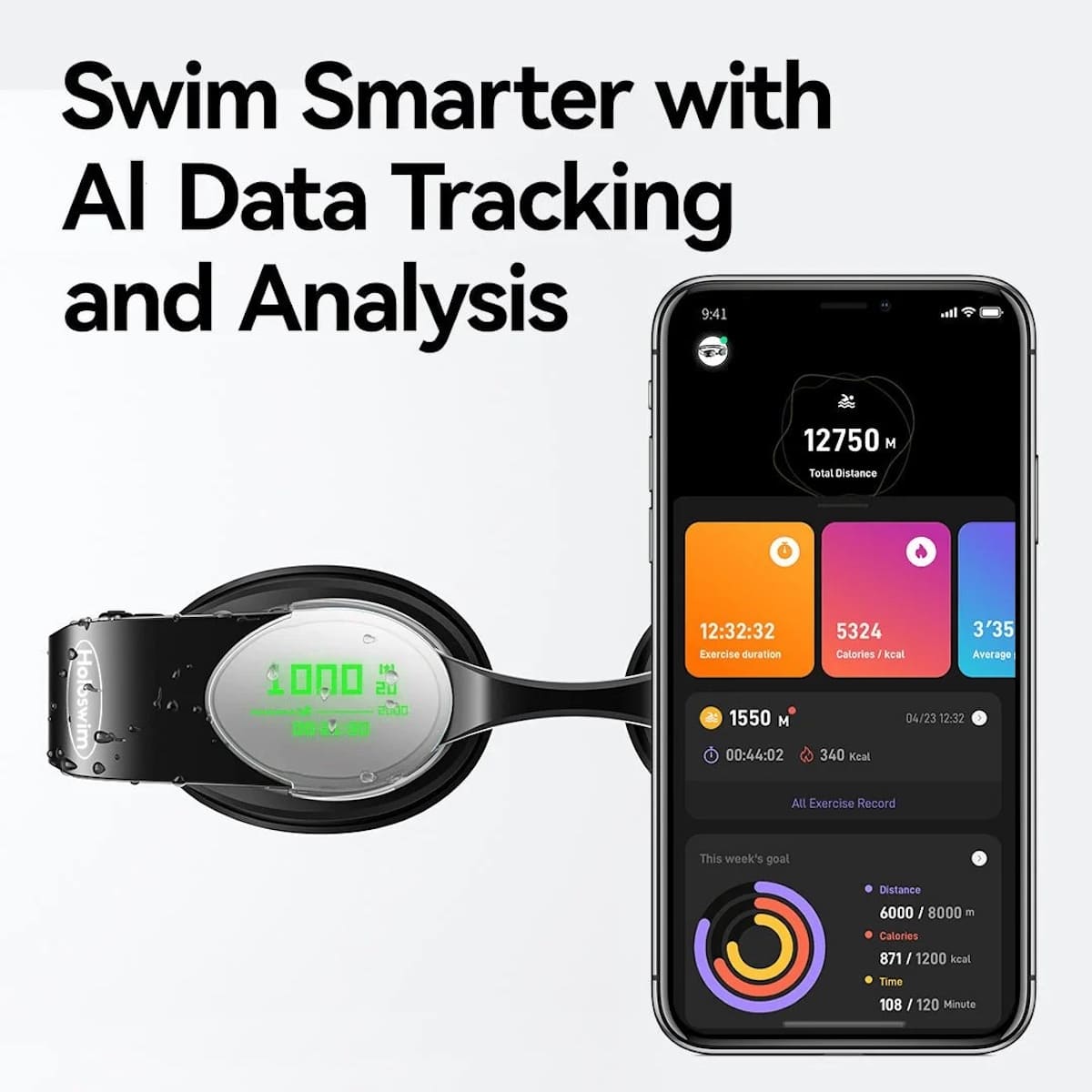 Lunettes de natation intelligentes holo swim avec application pour smartphone