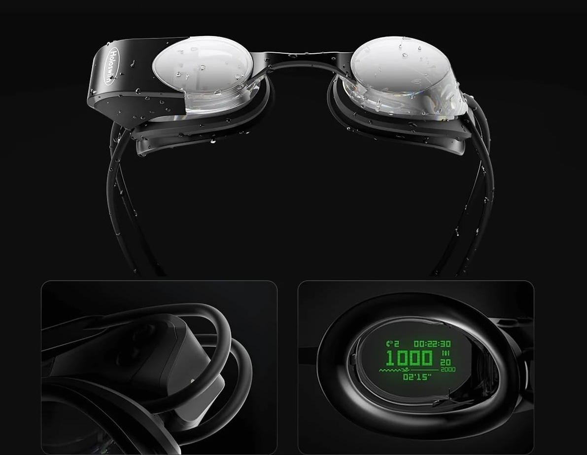 lunettes de natation intelligentes pour nager en réalité virtuelle avec affichage