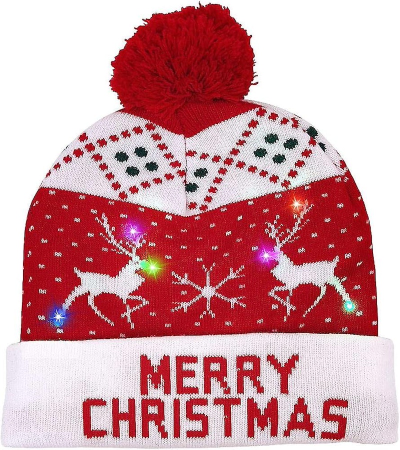 Bonnet de Noël à pompon multicolore homme