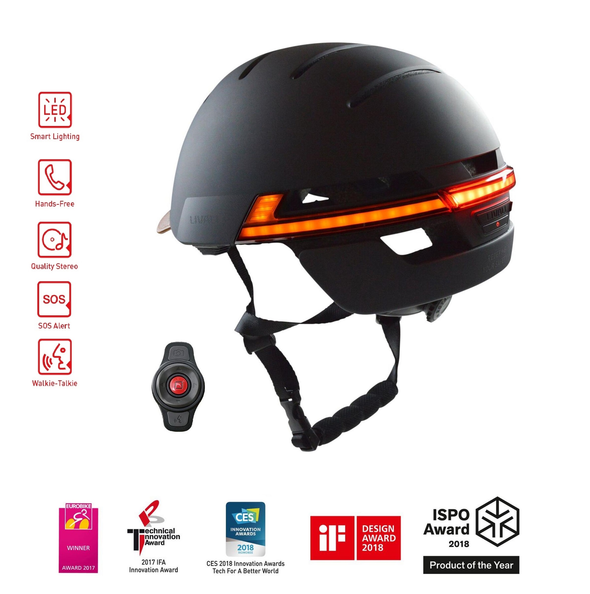 Casque de vélo avec caméra FULL HD - Casque de vélo intelligent avec  Bluetooth (mains libres) avec clignotant