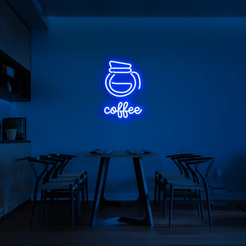 Logo néon LED 3D sur le mur CAFÉ
