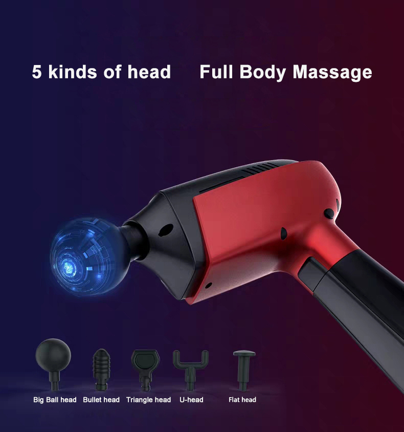pistolet de massage avec 5 têtes de rechange