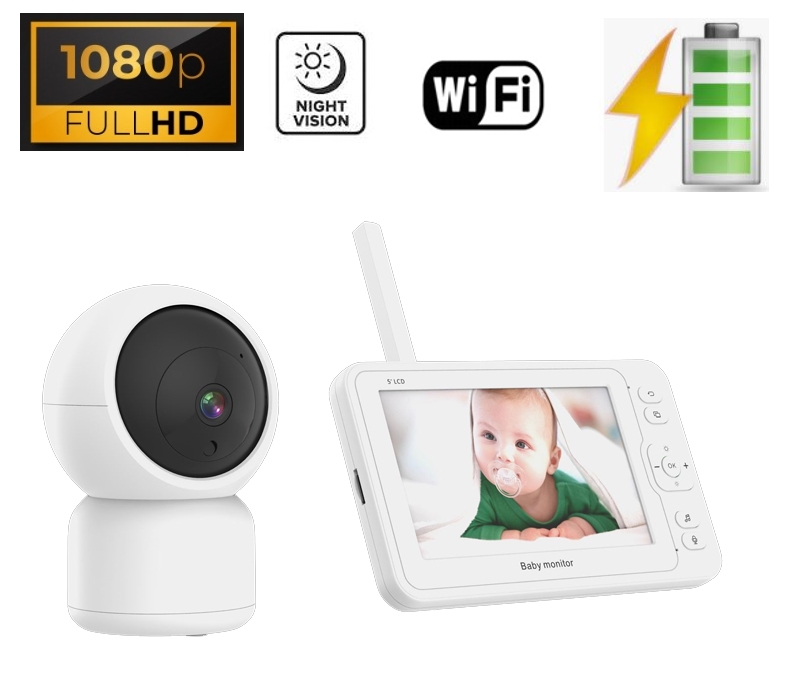 Babyphone vidéo PTZ avec écran LCD HD de 5 pouces, caméra pour bébé/nounou,  babyphone vidéo, conversation bidirectionnelle, berceuses pour nouveau-né,  support Wi-Fi - AliExpress