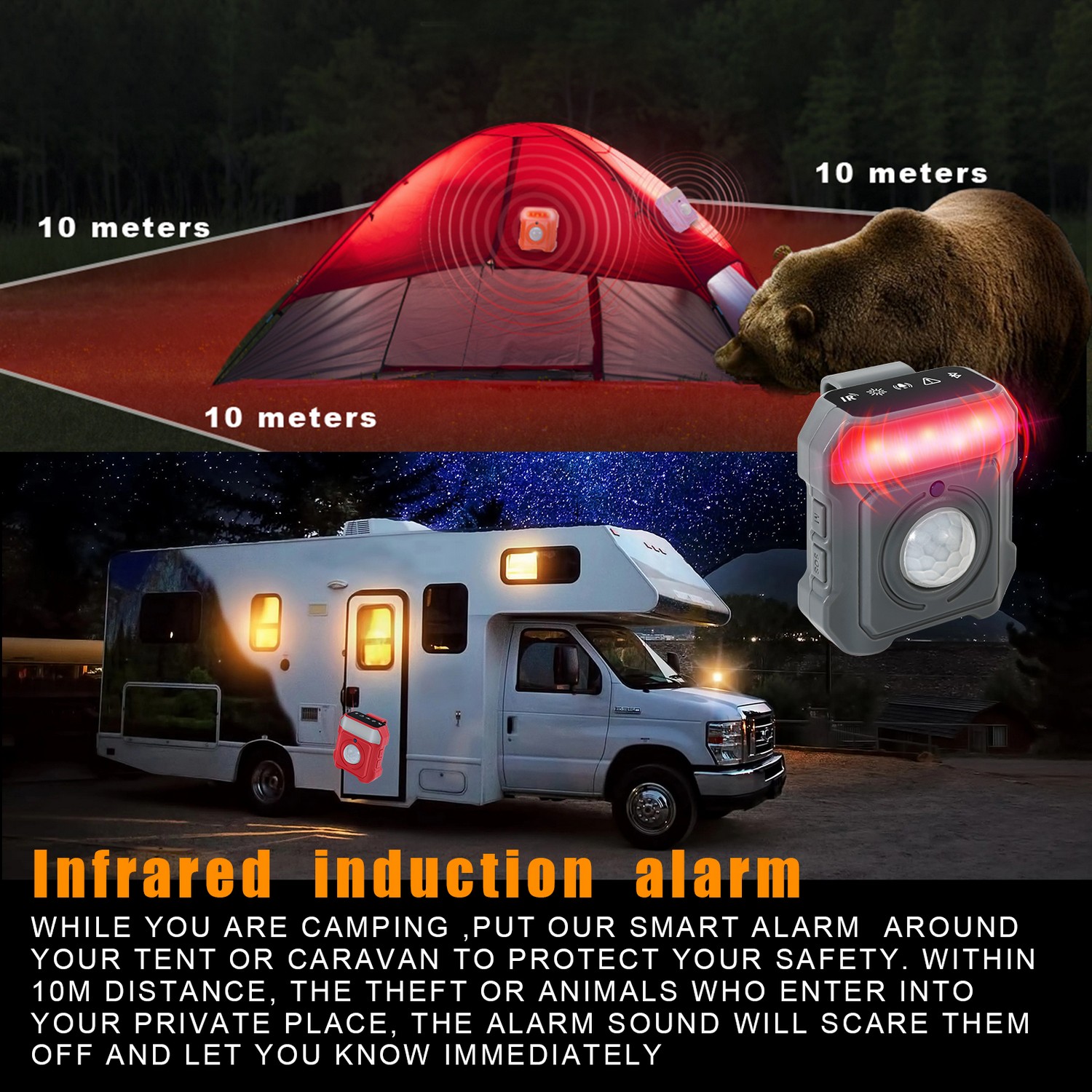 alarme pour tente de camping - capteur de mouvement PIR