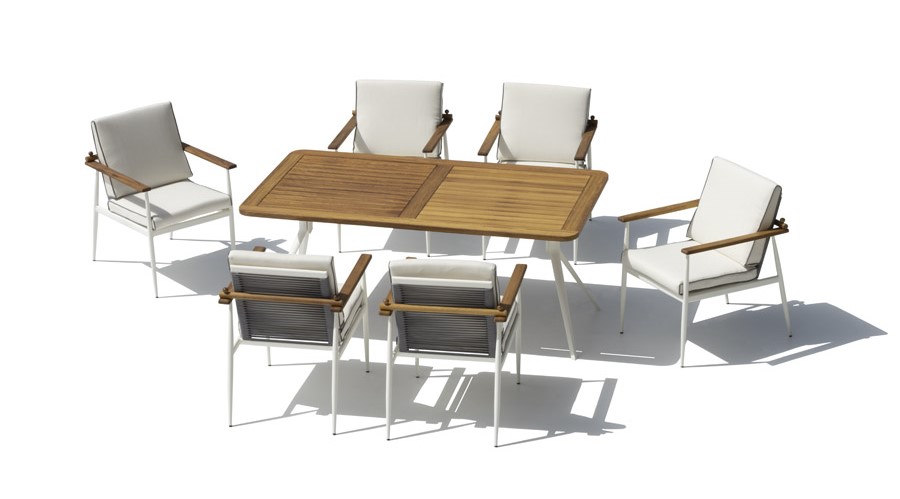 Ensemble table et chaises à manger - Salon de jardin de luxe en bois
