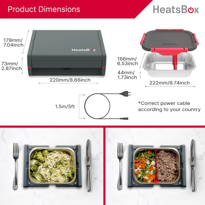 boîte à lunch pour aliments chauffés électriquement heatsbox pro