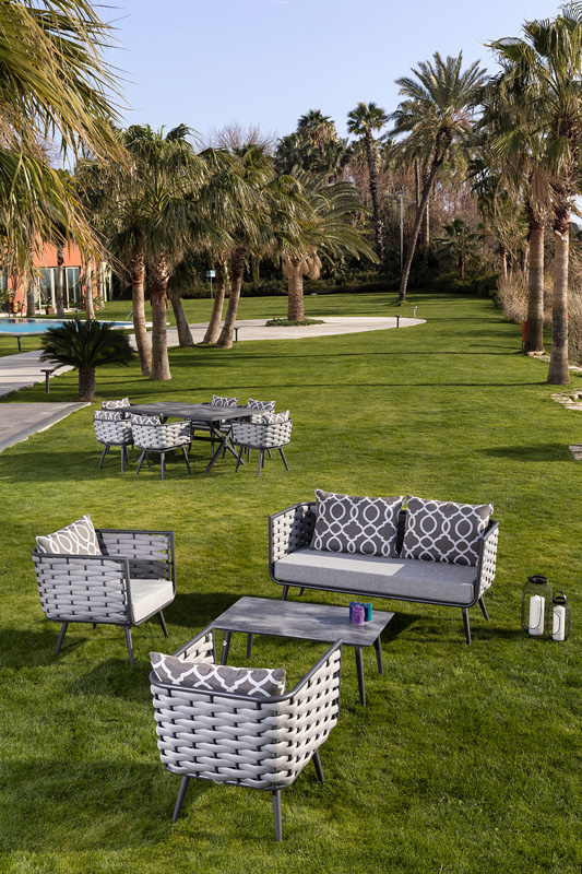 Canapé de jardin de luxe pour la terrasse, ensemble en aluminium
