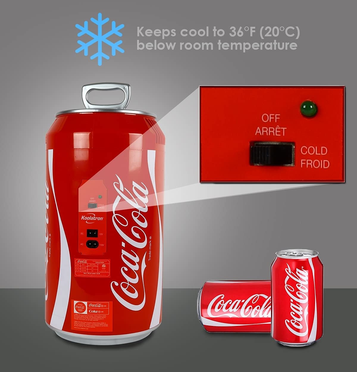 Mini réfrigérateur canette Coca Cola - Réfrigérateur portable - pour 11L /  12 canettes