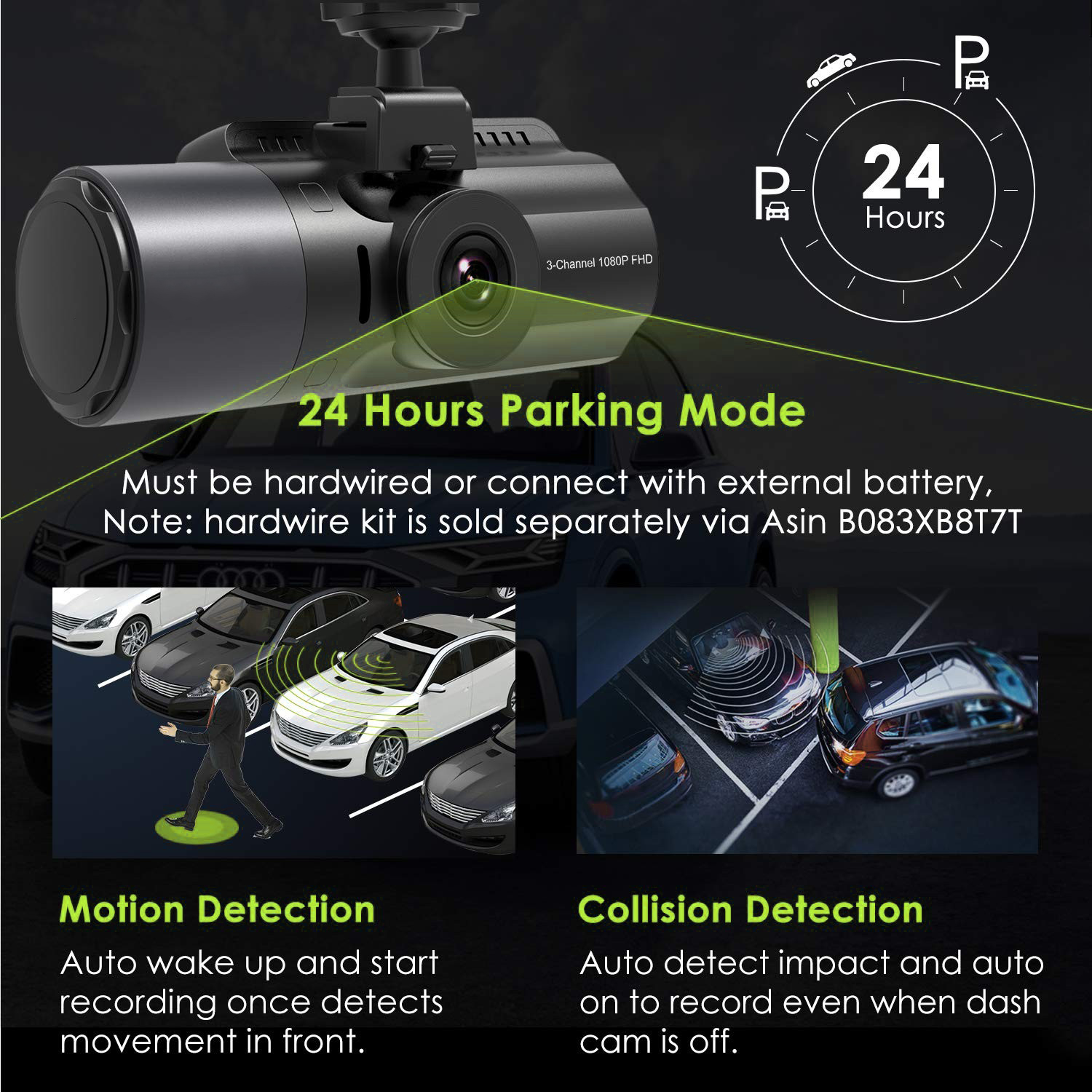 Caméra de voiture Profio S12 mode parking