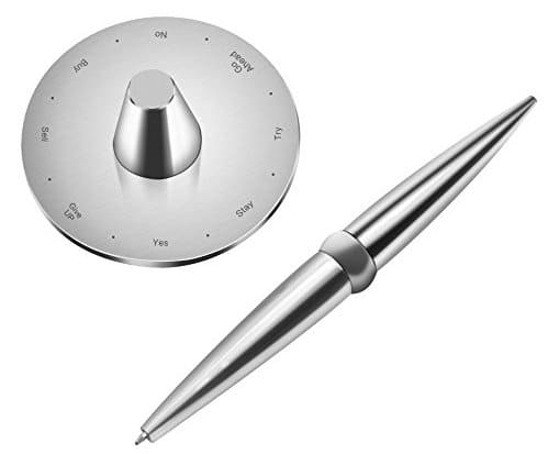 stylo en acier inoxydable argenté avec base magnétique