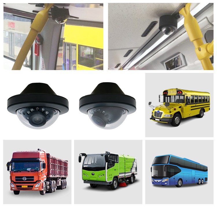mini caméra dôme pour bus, trolleybus, tram, camionnettes, minibus, caravanes, semi-remorques, remorques, camions