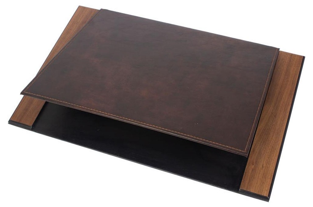documents en cuir pad en bois