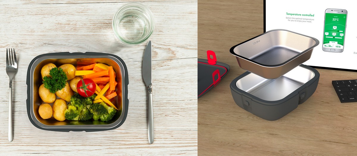Boîte chauffante thermique pour aliments avec connexion via Bluetooth à un téléphone portable